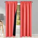 KEQIAOSUOCAI Coral Bedroom 100 Pct Blackout Curtain Panels - Thermal Insulated with Rod Pocket Soft Touch Privacy Protect Reduce Noise Curtain Panels (W42 x L84 2 Panels)