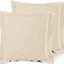 Nestl Soft Pillow Shams Set of 2 - Double Brushed Microfiber Pillow Covers - Hotel Style Premium Bed Pillow Cases, with 1.5 Decorative Flange, Euro 26"x26" - Cream (03 - Beige Cream)