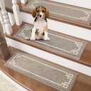 BEQHAUSE Stair Treads for Wooden Steps Non Slip Washable Carpet Stair Treads with Reusable Residue Free Backing Soft Polyester Stair Rugs Indoor for Kids Elders and Dogs, 15pcs, Taupe