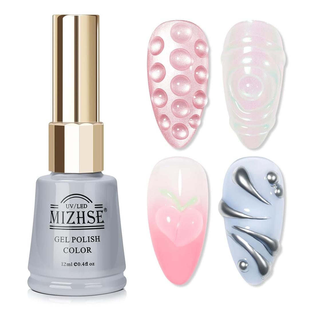 MIZHSE Water Droplet Gel Nail Polish, Clear 3D Gel Nail Art Rain Drop Effect for Nail Rhinestone Design Drawing Painting Molding Soak Off Manicure DIY Home