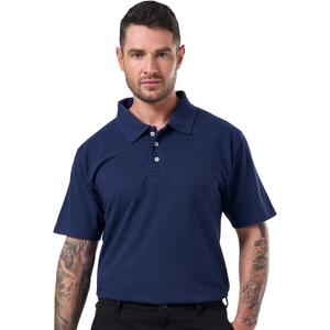 Cotton King Polo Shirts for Men - Mens Polo Shirts Short Sleeve Button Up - Regulat Fit, Pique Summer Tshirt - S to 3XL (Large, Navy)