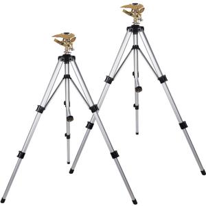 Biswing Large Impact Sprinkler Head on Tripod Base, Adjustable Zinc Alloy Lawn Sprinklers for Yard Lawn Garden, 3/4" NH Connector, 360 Degree Large Area Coverage Irrigator with Extension Legs, 2 Pack