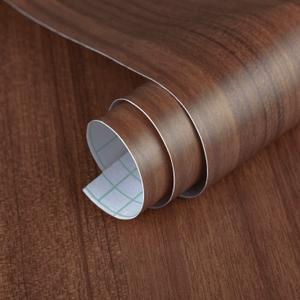 24"x197" Walnut Wood Grain Wallpaper Roll Peel Stick Brown Textured Wood Contact Paper Thick Kitchen Wallpaper Waterproof Self-Adhesive Furniture Sticker Bathroom Cabinet Shelf Liner Table Vinyl Wrap