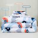 PERFEMET Car Toddler Bedding Kids 4 Pieces Bed in A Bag for Boys Vehicles Truck Toddler Girl Comforter Sets with Bed Sheets Modern Bedroom Collection, White