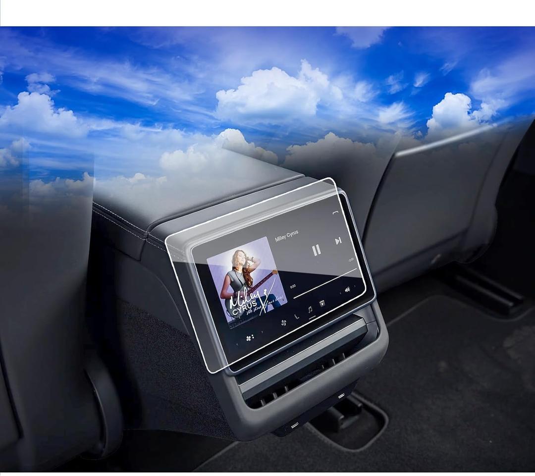 2Pack 2026 2025 Tesla Model Y Juniper Screen Protector 2024 2025 Model 3 Highland Rear Seat Screen Protector Center Control Protective Screen 2026 Model Y Tempered Glass Film