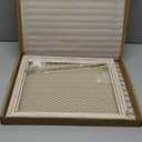 Heesch Hanging Earring Organizer Frame Wall Mounted Jewelry Holder Vintage Rustic Stud Earring Display with Removable Rod and 12 Hooks for Necklaces, Bracelets and Rings (Distressed White)