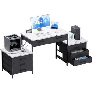Pamray 63 Inch Computer Desk with 8 Drawers for Study Writing Work