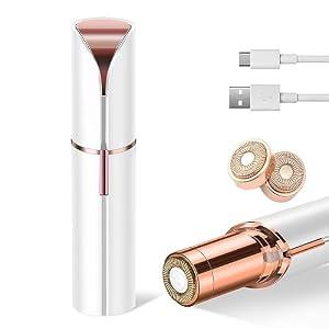 Flawless Facial Hair Removal for Women, Electric Painless Rechargeable Facial Hair Remover for Face, Lip, Chin with 2 x Replacement Heads