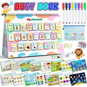 Busy Book for Toddlers 3+, Preschool Learning Activities with 30 Themes Prek Preschool Workbooks, Montessori Educational Learning Toys for Autism Sensory Travel toys,Back to School,Easter Gifts