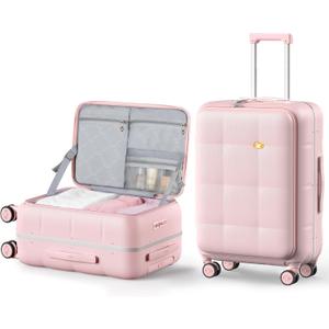 MGB 24 Inch Checked Luggage Hard Shell Suitcase Top Opening Suitcases, Pink