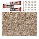 32000Pcs Champagne Rhinestones for Bedazzling, Resin 2,3,4,5,6mm Mix Sizes Flatback Bedazzle Tan Gems Diamonds Gemstones Jewels Stones Crystals with B7000 Glue for Crafting Crafts Clothes