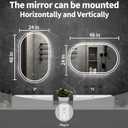 Oval LED Bathroom Mirror, 24"x 48" Frameless LED Mirror with Front Light and Backlit, Anti-Fog, Dimmable Modern Wall Mounted Lighted Mirror, Pill-Shaped Smart Mirror Bathroom
