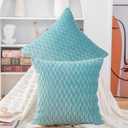 MADIZZ Set of 2 Super Soft Velvet Decorative Throw Pillow Covers 18x18 inch Aqua Square with Texture Luxury Style Cushion Case Pillow Shell for Sofa Bedroom