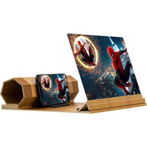 dizaul 14'' Screen Magnifier for Smartphones, Foldable, Wooden Material, Adjustable Length, Compatible with All Models