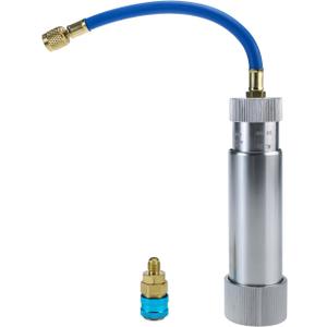 A/C Oil and Dye Injector Refrigerant Tools 1/4" SAE Connector 2 OZ Hand Turn Screw with Snap Quick Coupler for R134A R410A R22 R12 System