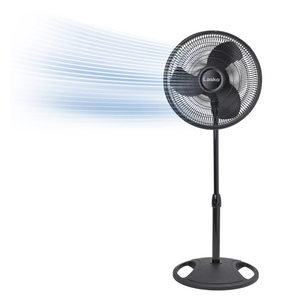 Lasko Pedestal Fan, Oscillating Fan for Bedroom with Adjustable Height and 3 Cooling Speeds, Portable, 18", Black, 1827
