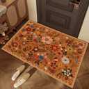 Washable Doormat, Floral Rug, Non-Slip Small Rug for Entrance,2'x 3',Orange