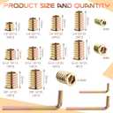 191 PCS Threaded Inserts for Wood, 1/4"-20, 5/16"-18, 3/8"-16 Wood Threaded Inserts Furniture Screws, Threaded Insert Assortment with Hex Wrench