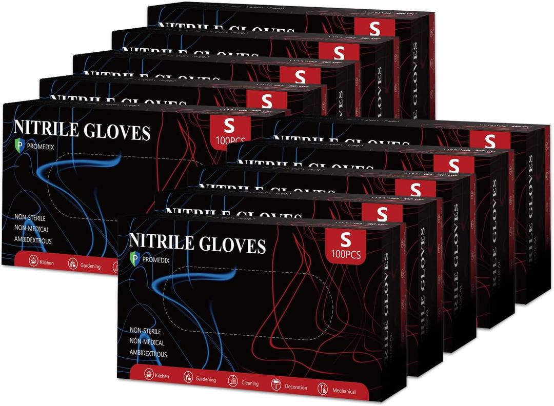 PROMEDIX P Nitrile Disposable Gloves,4mil-1000 Count,Gloves Disposable Latex Free,Powder Free for Cooking,Household,Food safe Small