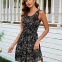 AUSELILY Womens Summer Dress Casual Sleeveless Crewneck T Shirt Sundress Flowy Tiered Swing Mini Dresses (Black, XL)