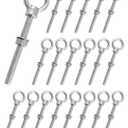 QWORK M10×100mm Stainless Steel Shoulder Eye Bolts – 10 Pack 3/8" x 4" Threaded Eyebolts, Metric Thread Anchors for Lifting, Rigging & Mounting