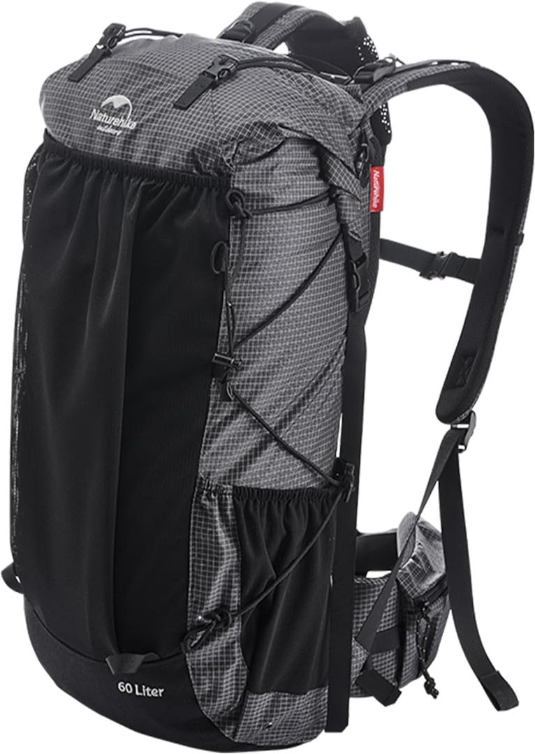 Naturehike 60L Rock Upgraded Internal Frame Hiking Backpack for Outdoor Camping Travel Backpacking with Rain Cover Ultralight Backpack for Adults