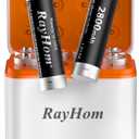 8-Pack Rechargeable AA Batteries with Charger, 2800mAh High Capacity NiMH Battery, 8-Slot Double A NiMH Charger with Smart Charging, Multiple Charging Protections