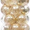 Sea Team Shatterproof Clear Plastic Christmas Ball Ornaments Decorative Xmas Balls Baubles Set with Stuffed Delicate Decorations (60mm/2.36"/30-Pack, Gold)