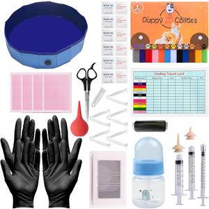 whelping kit for Puppies Birth,Puppy Birthing Supplies for Newborn Puppies and Kittens for Keeping Kitten Dogs Cats Feeding Sets Supplies Includes Whelping Collars Record,Birthing Box