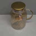 64 oz Amber Glass Pitcher with Lid and Spout Borosilicate Water Pitcher Bedside Water Carafe Vintage Glass Jug for Juice Coffee Iced Tea Hot Cold Beverage Lemonade Fridge 1.8L