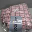 RUVANTI Flannel Sheets Queen Size - 100% Cotton Double Brushed Bed Sheets, Deep Pockets 16 Inches Queen Sheet Set, All Seasons Breathable & Extra Soft - Warm & Cozy, 4 Piece, Check & Bolt Pink