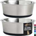 GORILLA GRIP Set of 2 Dog Bowls, Holds 6 Cups (48 fl oz), Heavy Duty Metal Food and Water Bowl for Feeding Dogs and Cats, Dishwasher Safe, Rust Resistant Stainless Steel, BPA Free Rubber Base, Black