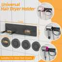 Hair Dryer Holder Wall Mounted with 4-Adsorption, Self Adhesive Blow Dryer Holder for Power Plug, Diffuser and Nozzles Accessories Organizer, Matte Black