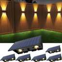 Solar Fence Lights Outdoor,6Pack Solar Wall Lights Up and Down Waterproof 3000/4500/6000K 3 Modes Brighter LED Focus Lens Dusk to Dawn Fence Lights Solar Powered for Patio/Backyard/Porch/Railing/Step