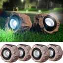 4 Pack Solar Rock Lights Outdoor, Angle Adjustable Solar Lights Outdoor Waterproof, LED Solar Garden Lights, Auto On/Off Landscape Lighting for Yard Pathway Patio Flower Bed  White Glow (Stone Brown)