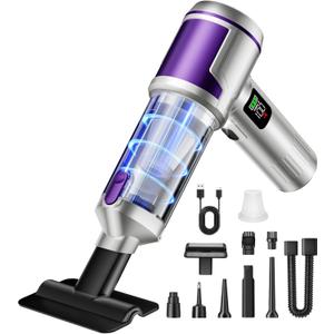 Handheld Car Vacuum Portable Cordless, Hand held Vacuum Cleaner & 22000 Pa High-Power Suction Air Duster for Car Cleaning, Home, Office, Pet Hair | Multi-Nozzle, Washable Filter, LED Light
