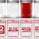 FORJARS Premium Mason Jars with Lids  16oz | Wide Mouth Canning Jars | 12-Pack Glass Jars for Jam, Jelly, Pickling, Food Storage, Freezer Safe, Airtight Bulk Set
