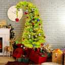 6 Ft Christmas Tree, Bendable Artificial Christmas Tree for Indoor Outdoor with Lights Decorations Balls Christmas Holiday Decor for Home Office Street