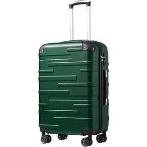 Coolife Luggage Suitcase Carry-on Hardside Travel Luggage TSA Lock Spinner Telescopic Handle (dark green)