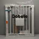 Babelio Auto Close Baby Gate with Cat Door,29-43" Metal Gate for Doorway,Stairs, House,Easy Walk Thru with Pet Door,Includes 4 Wall Cups and 3 Extension Pieces,White