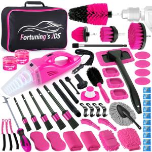 55PCS Pink Car Detailing Kit Interior Cleaner with High Power Handheld Vacuum, Car Wash kit with Detailing Brush Set, Car Interior Detailing Kit, Car Accessories for Cars, Gifts for Women