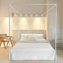 AIKASY Premium Canopy Bed Frame Posts for Queen Size Beds - Sturdy Metal Poles, Four Corner Bed Brackets - Perfect Addition to Metal and Wood Bed Frames for Bedroom Decor Upgrade (White)