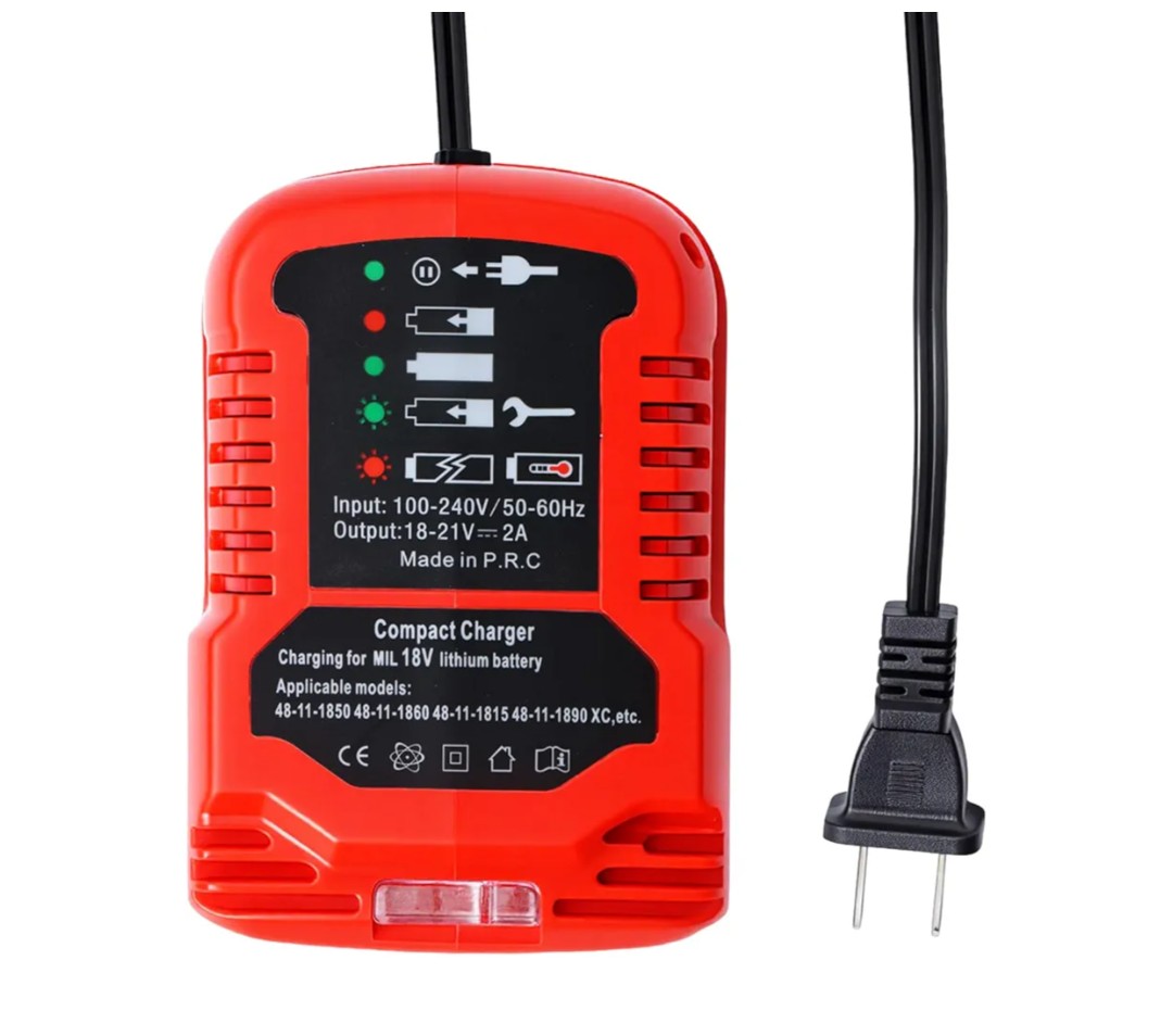 MaySpare M18 Charger Replacement for Milwaukee 18V Lithium-Ion Battery, Mini Portable Fast Charger Compatible with M18 48-11-1850 48-11-1820 48-11-1862 48-11-1880 48-11-1812 (Battery Not Included)