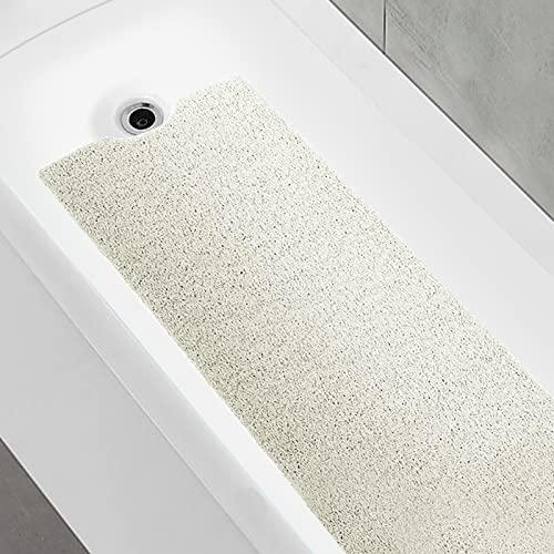 OXTAIL Bathtub Mat Non Slip Shower Mat Soft PVC Loofah Bath Tub Mats for Bathroom 16''x40'', White