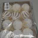 Christmas Ornaments Set of 12, 3.15" Flocked Velvet Balls with Hand Painted Designs, White Elegant Christmas Tree Decorations in Gift Box