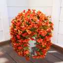2 x Bougainvillea Artificial Flowers Plants for Outdoors Outside Fall Autumn Decor, 2 pcs Faux Silk Long Trailing Vines UV Resistant Look Real Orange Fake Flowers for Front Door Porch Planter Urn Patio