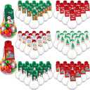 Tessco for you 48 Pcs Christmas Fillable Light Bulb Ornaments, 3.4 oz 100 ml Clear Plastic Light Bulb Jars with Cards & String for DIY Crafts, Candy, Juice, Xmas Tree Decoration, Party Favors