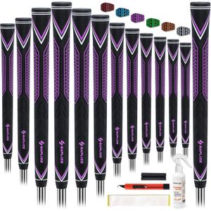 SAPLIZE High-performance Rubber Golf Grips 13 Pack, High Shock Absorption, Non-slip, Choose from 13 Grips with 15 Tapes or Full Regripping Kit, Standard/Mid/Jumbo Sizes, CC10 Series