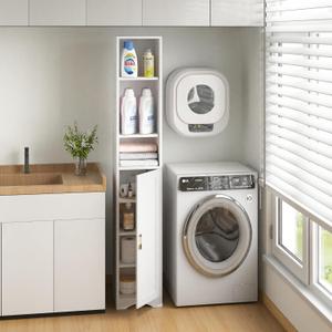 VECELO 71” Freestanding Storage Cabinet with 6 Removable Shelves, Bottom Closed Compartment, Elevated Dust-Resistant Base, Adjustable Organizer for Home-Peal White