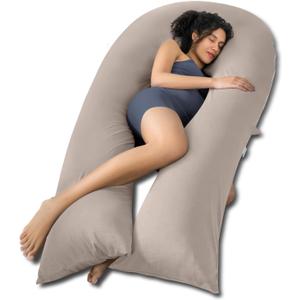 QUEEN ROSE Extra Long U Shaped Body Pillow, Cooling Pregnancy Pillows for Sleeping, 65 Inch Full Body Support Maternity Pillow for Adults, Support for Back, Hip, Legs for Pregnant Women, Nomad, X-Large